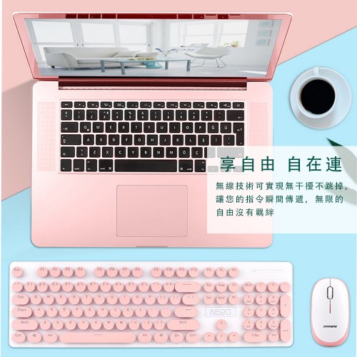 馬卡龍色系無線鍵盤滑鼠組-黑色(無注音)