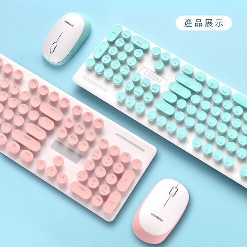 馬卡龍色系無線鍵盤滑鼠組-黑色(無注音)